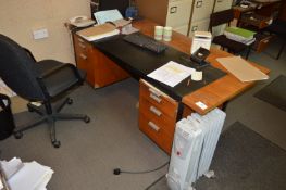 *Executive Sapeli Mahogany Double Pedestal Desk with Chair and a Electric Heater