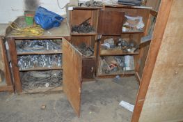 *Five Storage Cupboards and Work Benches Including Morse Taper Drills, Ironmongery, Electrical