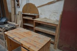 *Pine Work Table, Two Sets of Shelves and Assorted Timber Offcuts