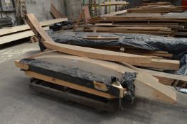 *Six Wheel Industrial Barrow Containing Various Curved and Arch Topped Glulam Lintels