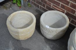 Pair of Basket Weave Patterned Planters