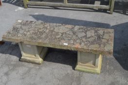 Marble Effect Garden Bench on Concrete Plinths
