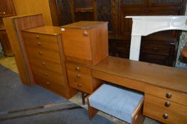 Avalon Teak Bedroom Suite; Wardrobe, Dressing Table and Side Cabinet