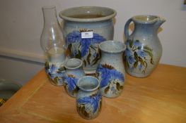 Studio Pottery Vases, Jardiniere and a Jug (to match lot 390)