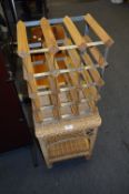 Cane Side Table and a 12 Bottle Wine Rack
