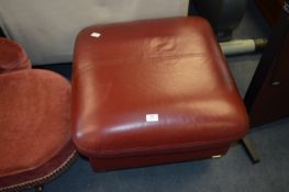Red Leather Footstool Ottoman