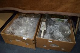 Two Boxes of Drinking Glassware, Sundae Dishes