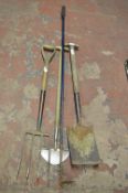 Lawn Edging Spade, Digging Spade, Fork and a Hoe