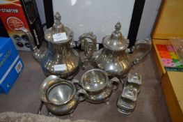 Silver Plated Tea Set and Condiments
