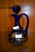 Bristol Blue Glass Gilt Decorated Decanter