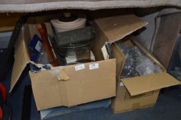 Two Boxes Containing Barometer, Drinking Glassware, Food Processor, Mixing Bowls, etc.