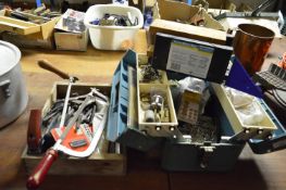 Assorted Handtools, Loose Nails, Fixings, Hacksaws, etc.