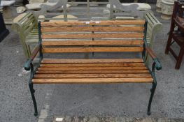 Garden Bench with Cast Metal Ends and Oak Slats