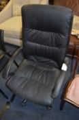 *Black Leatherette Office Swivel Armchair