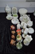 Collection of Aynsley Bone China Including; Clock, Vase, Bowls, Candlesticks and Country Artist