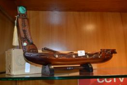 New Zealand Hand Carved War Canoe