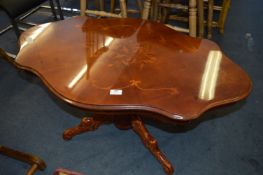 Inlaid Topped Walnut Occasional Table on Pedestal Base
