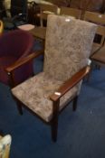 Brown Upholstered Rosewood Framed Armchair