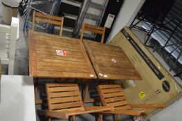 Two Wooden Folding Garden Tables with Two Folding Chairs