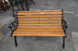 Garden Bench with Cast Metal Ends and Oak Slats