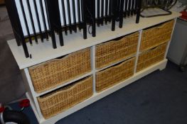 White Painted Side Cabinet with Six Basket Drawers