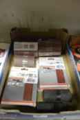 Box Containing Assorted Bosch and Other Abrasive Papers and Pads