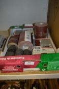Box Containing Assorted Abrasive Papers and Bosch Sanding Pads
