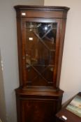 Mahogany Corner Cabinet with Glazed Door