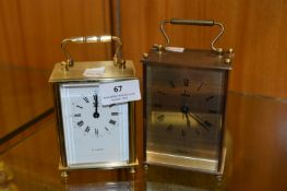 Two Brass Cased Carriage Clocks One H. Samuel
