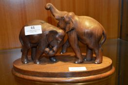 Carved Wood Elephant Figurines