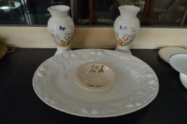 Pair of Aynsley Bone China Vases and a Large Meat Plate