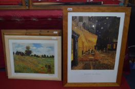Framed Vincent Van Gogh and Monet Print and Another