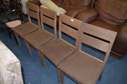 *Set of Four Brown Upholstered Dining Chairs