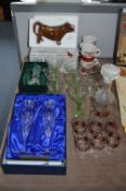 Drinking Glassware, Decanter, Mugs and Coleman's Cow Gravy Jug