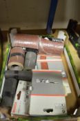 Box Containing Assorted Abrasive Papers, Bosch Sanding Pads, etc.