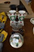 Glass Vases, Pottery Vases, Jelly Mould and a Snow Globe