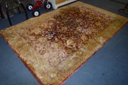 Large Red and Gold Floral Patterned Rug 9'3