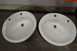 Pair of White Ceramic Oval Basins