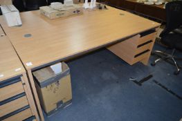 *Light Oak Single Pedestal Three Drawer Desk