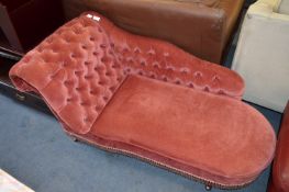 Pink Dralon Button Upholstered Chaise Lounge
