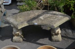 Half Round Concrete Garden Bench on Squirrell Supports