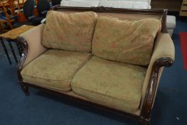 Carved Walnut Framed Victorian Style Sofa