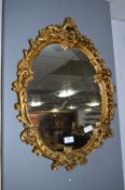 Decorative Gilt Plaster Framed Oval Wall Mirror