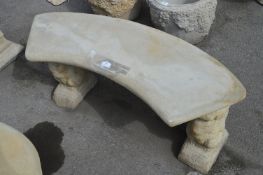 Constituted Stone Half Round Garden Bench with Squirrel Supports