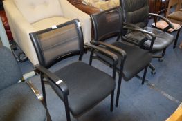 *Pair of Black Mesh Office Armchairs