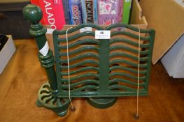 Green Cast Metal Book Stand and a Paper Towel Holder