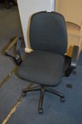Black Upholstered Swivel Office Armchair