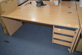 *Light Oak Single Pedestal Three Drawer Desk