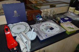 Royal Worcester Cake Plate, Aynsley Plate, Glassware, Travel Iron, etc.