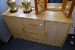 Light Oak Sideboard with Three Drawers and Two Doors